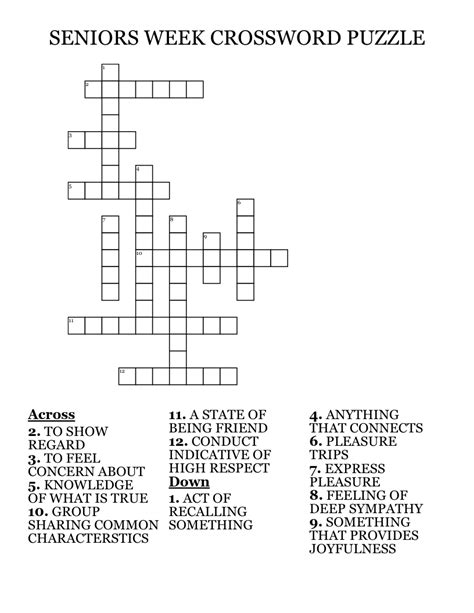 Free Crosswords For Seniors With Answers Printable