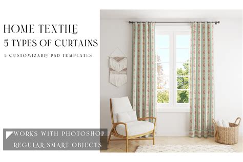 Download Free Curtains - 5 Types PSD Templates Object Mockups
