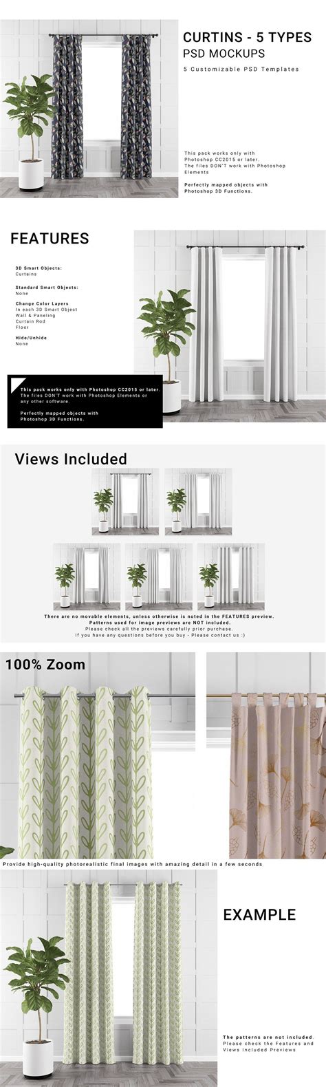 Download Free Curtains - 5 Types PSD Templates Placeit Images