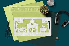 Download Free Customizable Farm Paper Cut Template, Farm SVG, PDF, DXF Files DXF Files