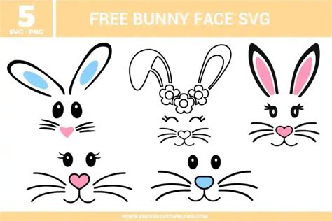 Download Free Cute Bunny Face SVG Cut File Files