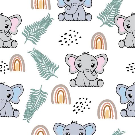 Download Free Cute Elephant pattern Creativefabrica