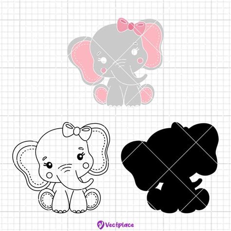 Download Free Cute Elephant pattern for Cricut