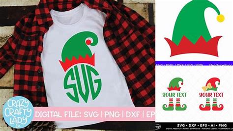 Download Free Cute Elf Hat Monogram Frame Svg Design For Crafts