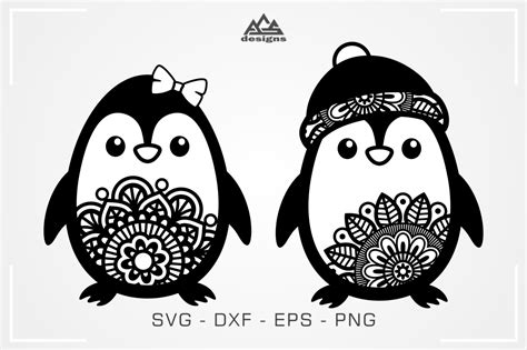 Download Free Cute Penguin Mandala Svg Design Files