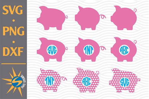 Download Free Cute Pig Monogram SVG, PNG, DXF Digital Files Include Images