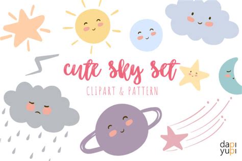 Download Free Cute Sky Set Pattern and Illustration Files DXF Files