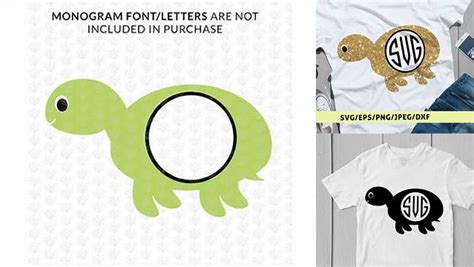 Download Free Cute Tortoise Monogram Frame - Svg Cut File Commercial Use Free PSD Mockups