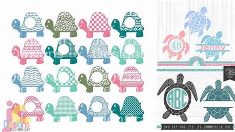 Download Free Cute Tortoise Monogram Frame - Svg Cut File Silhouette DXF Files