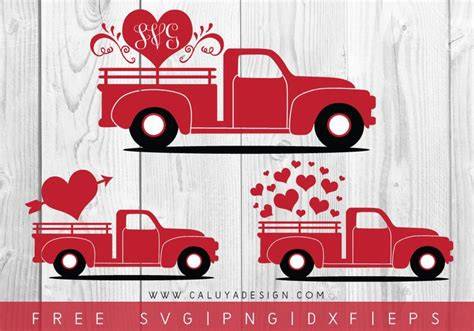 Download Free Cute Valentine Truck Set DXF Files