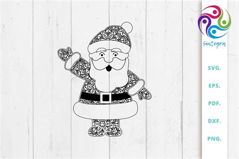 Download Free Cute Zen Tangle Santa Claus Svg File DXF Files