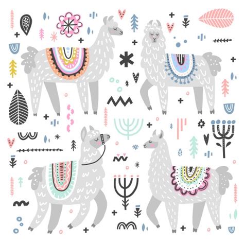 Download Free Cute lama set objects Easy Edite