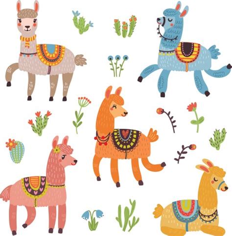 Download Free Cute lama set objects Images
