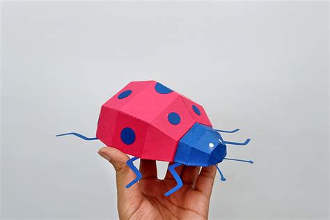 Download Free DIY Lady bug beetle - 3d papercraft Commercial Use DXF Files
