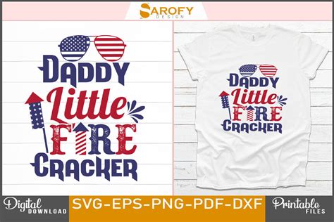 Download Free Daddy little fire cracker-4th July design sublimation Commercial Use Free PSD Mockups