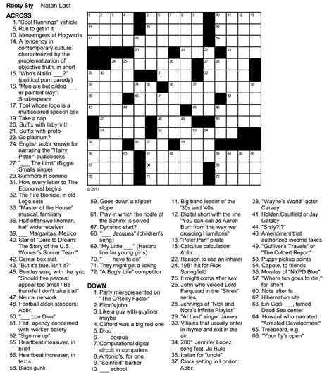 Free Daily Printable Crossword