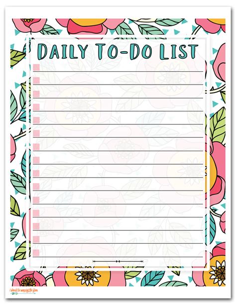 Free Daily To Do List Printable