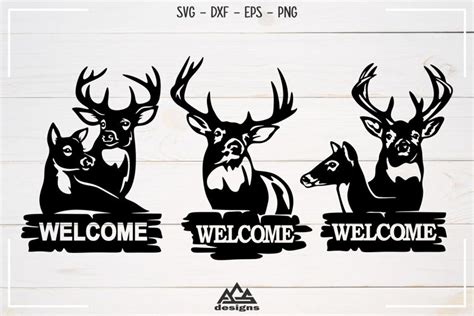 Download Free Deer Reindeer Welcome Sign Svg Design DXF Files