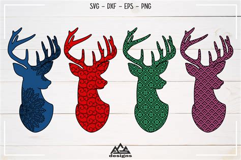Download Free Deer Reindeer with Pattern Svg Design For Crafts