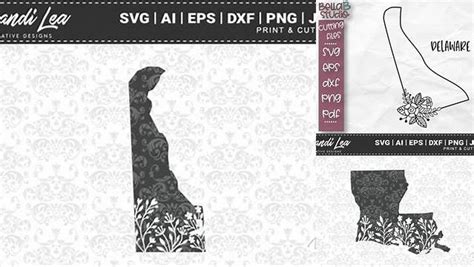 Download Free Delaware Floral State Map SVG Cutting Files Crafts