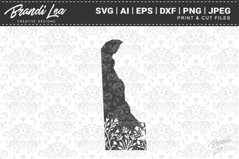 Download Free Delaware Floral State Map SVG Cutting Files Files
