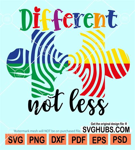 Download Free Different Not Less Autism Awareness DXF Files