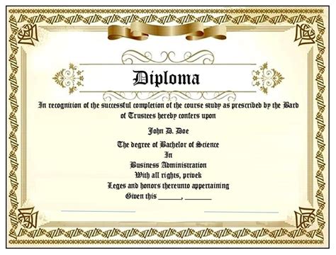 Free Diploma Template Word
