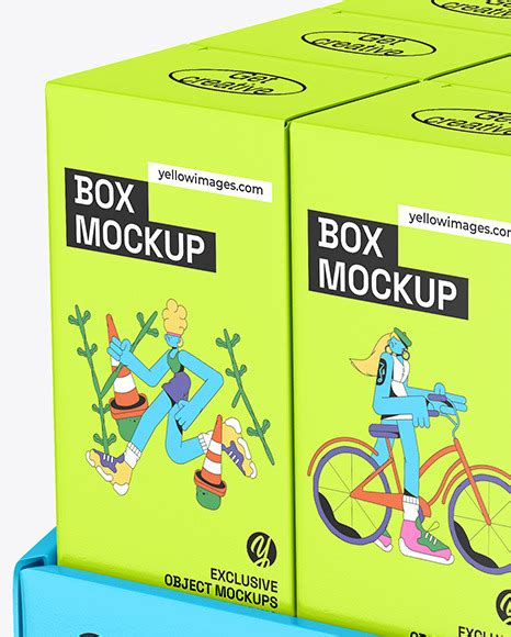 Download Free Display Box with Boxes Mockup - Front View PSD Yellowimages