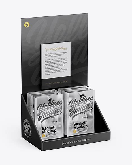 Download Free Display with Sachets Mockup - Half Side View PSD Generator