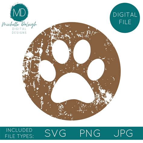 Download Free Distressed Paw Print | Sports Cut File Files DXF Files