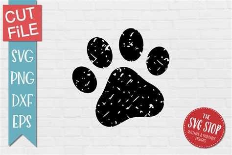 Download Free Distressed Paw Print Commercial Use DXF Files