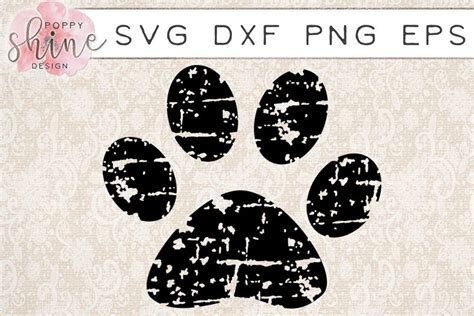 Download Free Distressed Paw Print Creativefabrica DXF Files