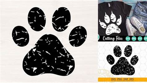 Download Free Distressed Paw Print Cut Files