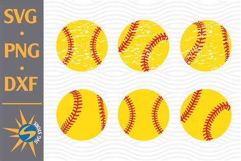 Download Free Distressed Softball SVG, PNG, DXF Digital Files Include Commercial Use For Crafts