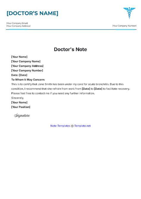 Free Doctor Note Template Download