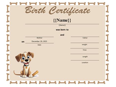 Free Dog Certificate Templates