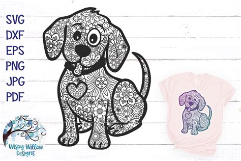Download Free Dog Face Mandala Zentangle SVG Files