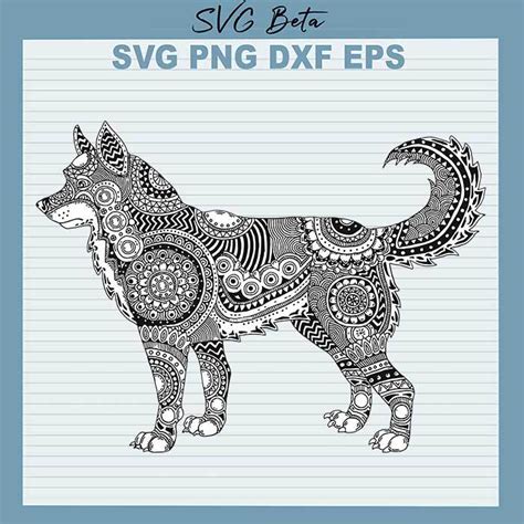Download Free Dog Face Mandala Zentangle SVG Files DXF Files