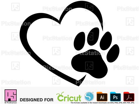 Download Free Dog Paw with Heart Toe | Embroidery Files DXF Files