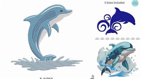 Download Free Dolphin Ocean Machine Embroidery Design 4 Sizes Cut Images