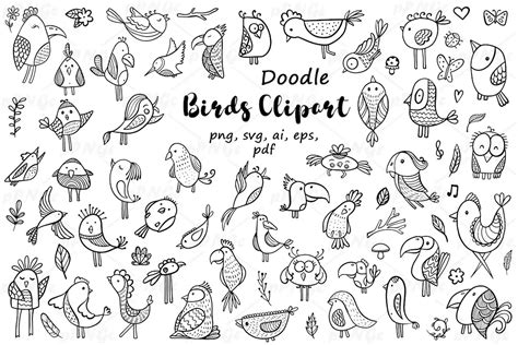 Download Free Doodle Birds SVG | Set of 11 DXF Files