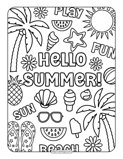 Free Download Printable Summer Coloring Pages