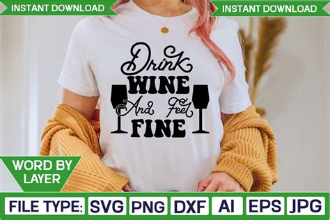Download Free Drinking wine feeling fine SVG Files DXF Files