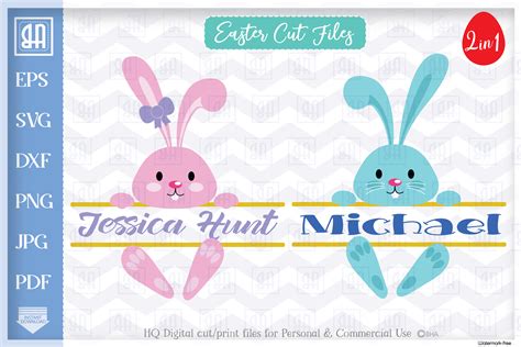 Download Free Easter Bunnies - Split monogram SVG Cut Files