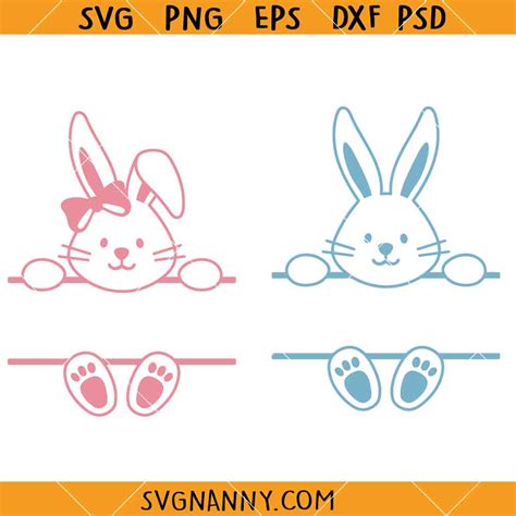 Download Free Easter Bunnies - Split monogram SVG Easy Edite