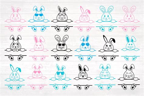 Download Free Easter Bunnies - Split monogram SVG Printable