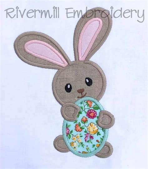 Download Free Easter Bunny Egg Machine Embroidery Design 4 Sizes Files For Crafts