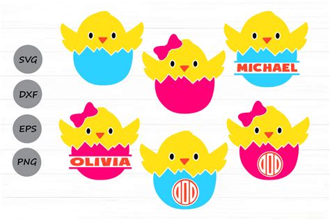 Download Free Easter Chick Monogram DXF Files