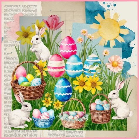 Download Free Easter Digital Collage Sheet,Easter Images Files Free PSD Mockups