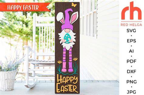 Download Free Easter Porch Sign with Gnome SVG DXF Files
